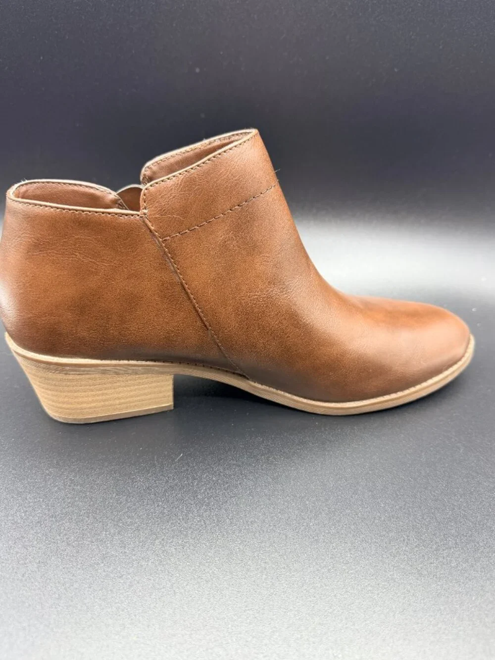 TIME & TRU Ankle Booties with Zipper, Brown, Memory Foam Boots Size 10